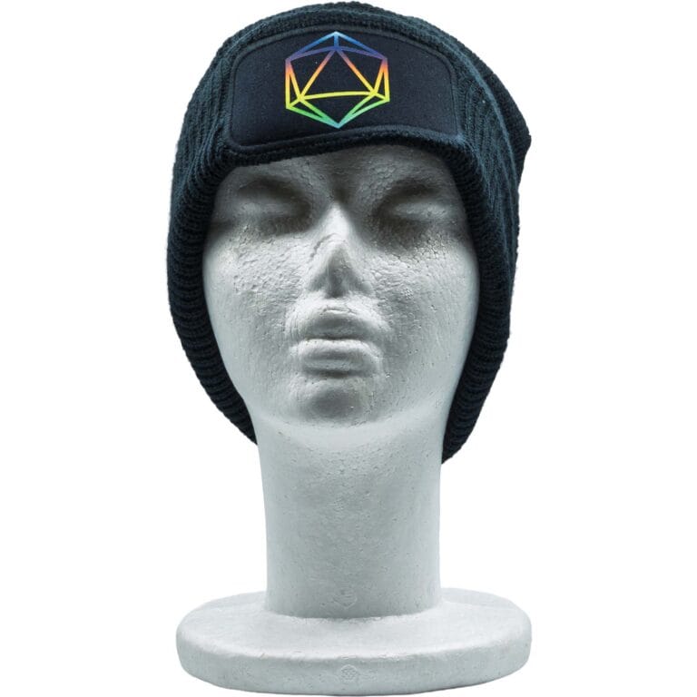 Beanie of Many Rolls D20 dice beanie for RPG and tabletop gamers