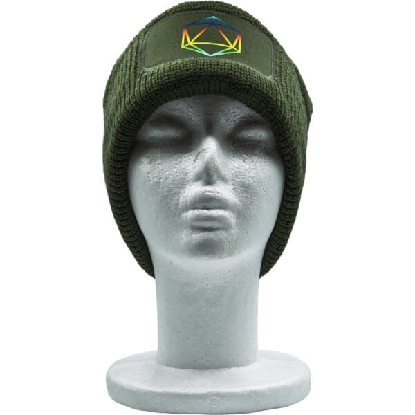 Beanie of Many Rolls D20 dice beanie for RPG and tabletop gamers