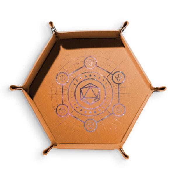 Dice tray made of velvet and PU leather inspired by Lunar Threads, designed for tabletop role-playing games and magical adventures